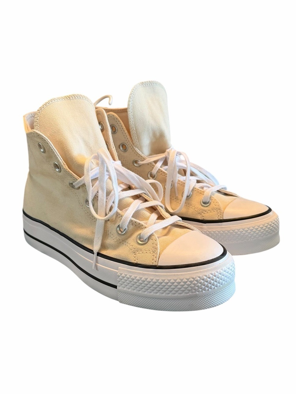 Converse Chick Taylor All Star Lift Platform High Top Sneakers Cream Canvas Sz 9